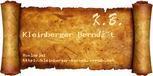 Kleinberger Bernát névjegykártya